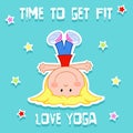 Time to get fit card - adorable little girl and sports - yoga