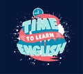 Time to learn English motivational color lettering. Web banner Royalty Free Stock Photo