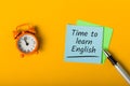 Time to Learn English online - message with advice. Education and self-development at quarantine time