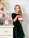 Time to open christmas gifts. Merry christmas concept. Dreams come true. Best for our kids. Child celebrate christmas at