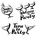 Time to party and Welcome to the party hand drawn calligraphic Royalty Free Stock Photo