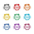 Time to pay tax, color icon set of accounting reminder with clock, taxes payment logo Royalty Free Stock Photo