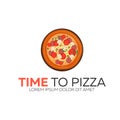 Time to pizza. Watch. Fast food. Vector flat illustration. Royalty Free Stock Photo