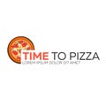 Time to pizza. Watch. Fast food. Vector flat illustration. Royalty Free Stock Photo