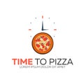 Time to pizza. Watch. Fast food. Vector flat illustration. Royalty Free Stock Photo