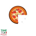 Time to pizza. Watch. Fast food. Vector flat illustration. Royalty Free Stock Photo