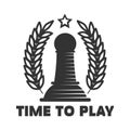 Time to play chess club emblem with black pawn illustration Royalty Free Stock Photo