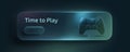 Time to play message with glowing game controller icon on dark background, digital gaming concept with neon light Royalty Free Stock Photo