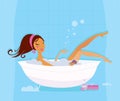 Time to relax: cute woman in bubble bath Royalty Free Stock Photo
