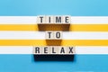 Time to relax word concept on cubes Royalty Free Stock Photo