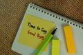 Time to Say Good Bye write on sticky notes isolated on Wooden Table