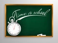 Time to school Blackboard background and wooden frame, rubbed out dirty chalkboard, vector illustration Royalty Free Stock Photo