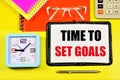 Time to set goals. A text label in the planning notebook. A promising approach to achieve a competitive advantage Royalty Free Stock Photo