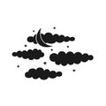 Time to sleep vector icon. Moon, clouds and stars.