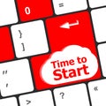 Time to start text button on keyboard keys Royalty Free Stock Photo