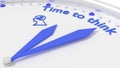 Time to think clock reminder closeup with 2 blue hands Royalty Free Stock Photo