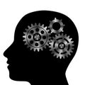 Time to think, creative brain idea concept with gears and cogs