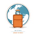 Time to travel around the world with suitcase Royalty Free Stock Photo