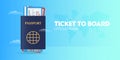 Time to travel banner with passport and tickets. Vacation. Road trip. Tourism. Journey. Travelling illustration. Modern