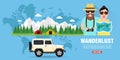 Time to travel camping. Wanderlust concept design flat Royalty Free Stock Photo