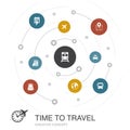 Time to travel colored circle concept