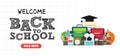 Back to school concept design flat banner. Welcome back to school. School icon Royalty Free Stock Photo