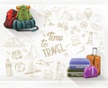 Time to Travel. Journey and hiking vector Royalty Free Stock Photo