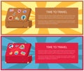 Time to Travel Posters Set Vector Illustration