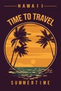 Time To Travel Retro Poster. Tropical coast beach Royalty Free Stock Photo