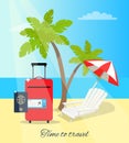 Time to Travel Seaside Poster Vector Illustration