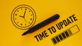 Time To Update is shown using the text and picture of clock and success bar Royalty Free Stock Photo