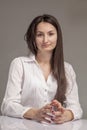 Time to work. Portrait of young attractive female recruiter waiting for job interview