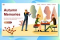 Time together concept. Autumn landing page vector.