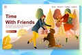 Time together concept. Autumn landing page vector.