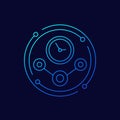 time tracking line icon for web, vector