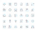 Time tracking linear icons set. Efficiency, Productivity, Clocking, Management, Timesheets, Attendance, Clock-in line Royalty Free Stock Photo