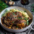 Coq au Vin a delicate chicken infused with the essence of France and the magic of red wine