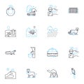 Time travel linear icons set. Chrononaut, TARDIS, Paradox, Temporal, Continuum, Retrograde, Quantum line vector and