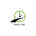 Time travel logo illustration clock, road color vector design