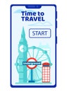 Time Travel, London Mobile App Page Onboard Screen