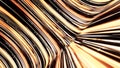 Time travel through a wormhole at light speed in outer space. Animation. Golden flowing stream bending and glowing Royalty Free Stock Photo
