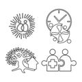 Time tree puzzle Commitment Teamwork Together Outline Logo