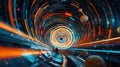 Time tunnel through space - generative AI, AI generated Royalty Free Stock Photo