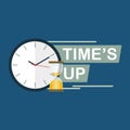 Time is up hourglass clock concept flat vector Royalty Free Stock Photo