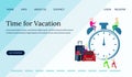 Time for vacation, group people and clock concept , travelling,can used for landing page, tourism promotion,template, ui, web,