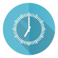Time vector icon, clock, watch flat design blue round web button isolated on white background Royalty Free Stock Photo