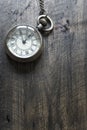 Time - Vintage Pocket Watch on Weathered Wood Background