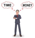 Time Vs Money Thought Contrasting Earning Money With Leisure Or Retirement - 3d Illustration