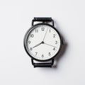 Vintage Minimalism: Black And White Watch On White Background