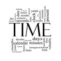 Time Word Cloud Concept in Black and White Royalty Free Stock Photo